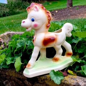 Vintage ceramic Remple “Frisky”pony planter (7024).